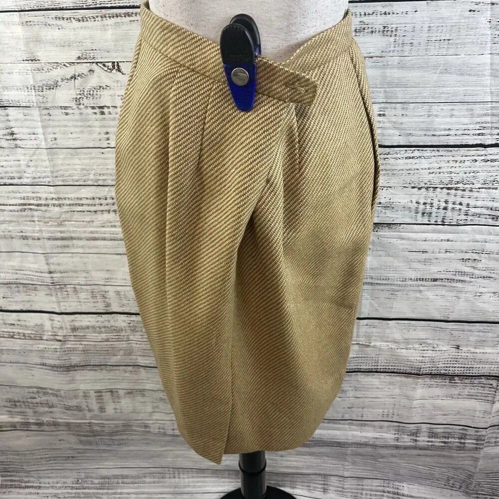 Vintage Carlisle Suit Skirt size 12 Camel Brown Tweed Wool Straight Pencil Knee